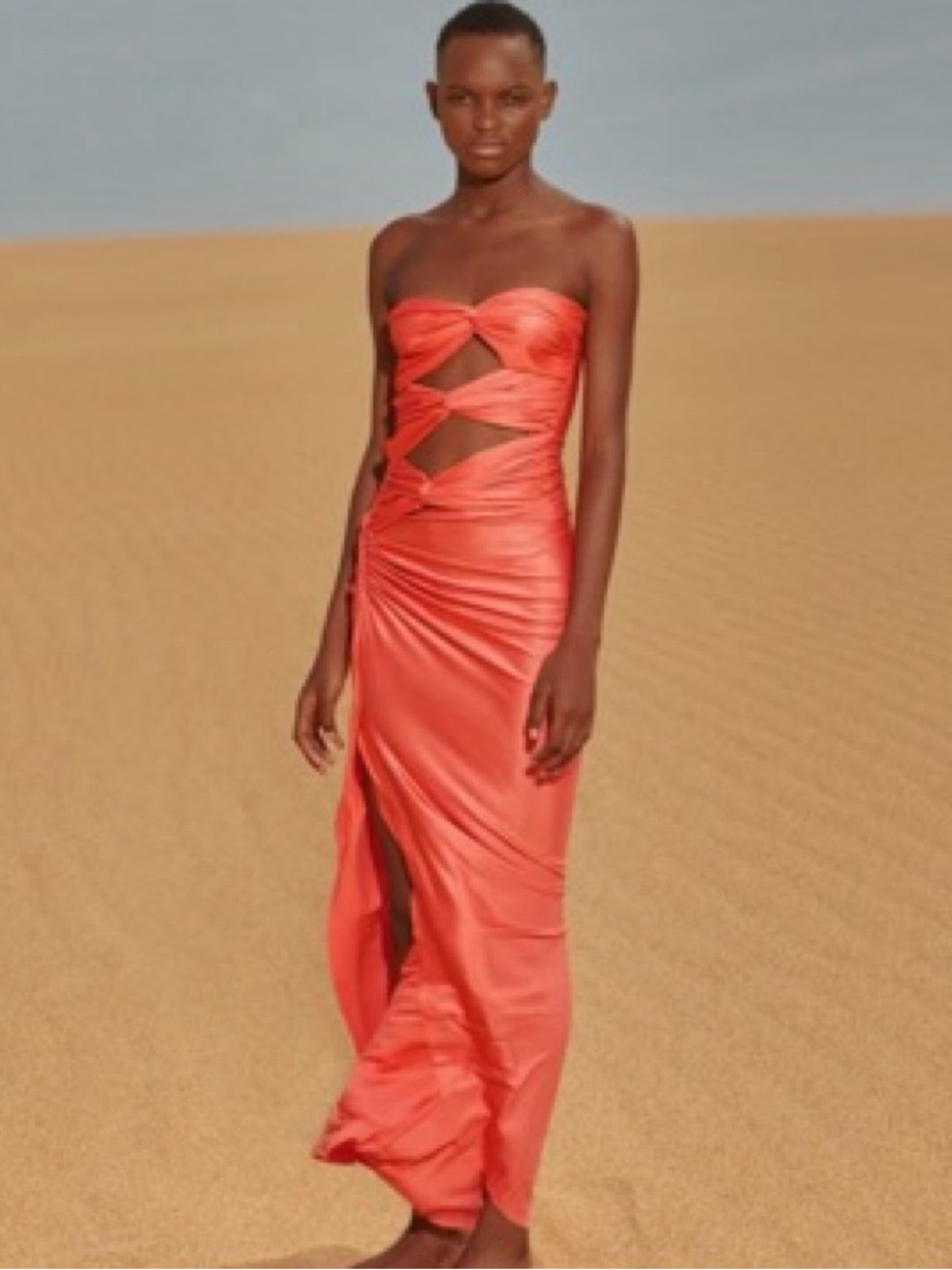 Baobab Strapless Coral Cutout Maxi Dress M
